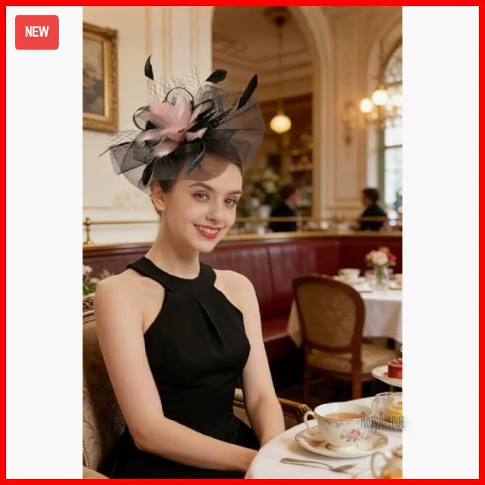Feather Flower Fascinator Hat with Clip for Derby Wedding Church Tea Party